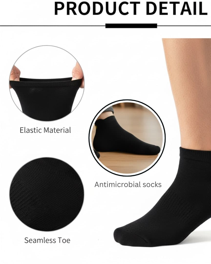 Premium Antimicrobial Ankle Socks – Odor Control & Breathable Comfort hover