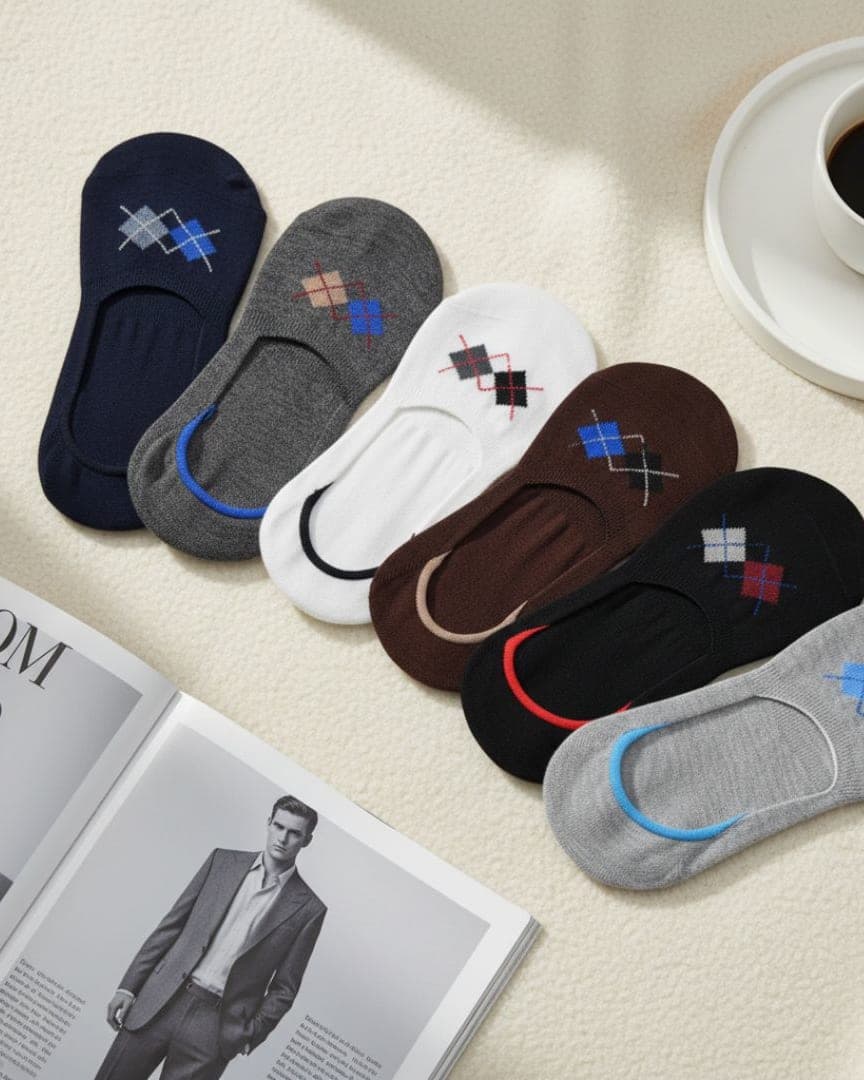 Men Cotton No Show Socks Pack of 6 Soft Breathable Low Cut, Loafers Socks