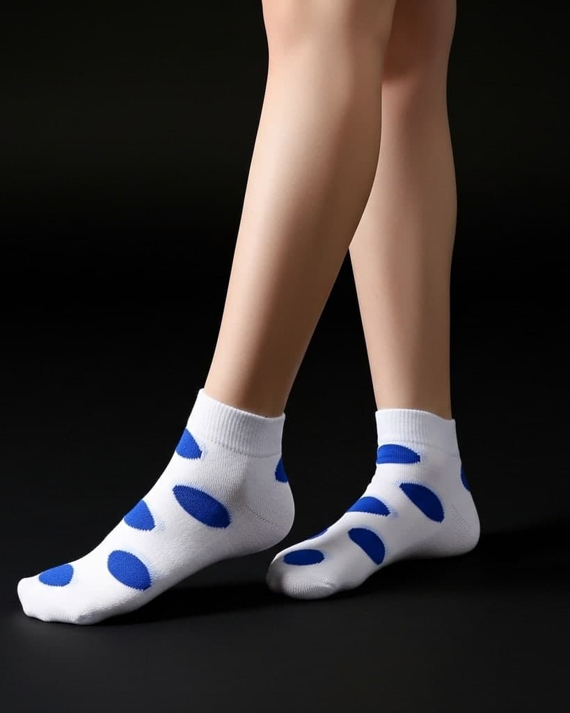 White Ankle Socks with Blue Polka Dots – Fun and Comfy Everyday Style hover