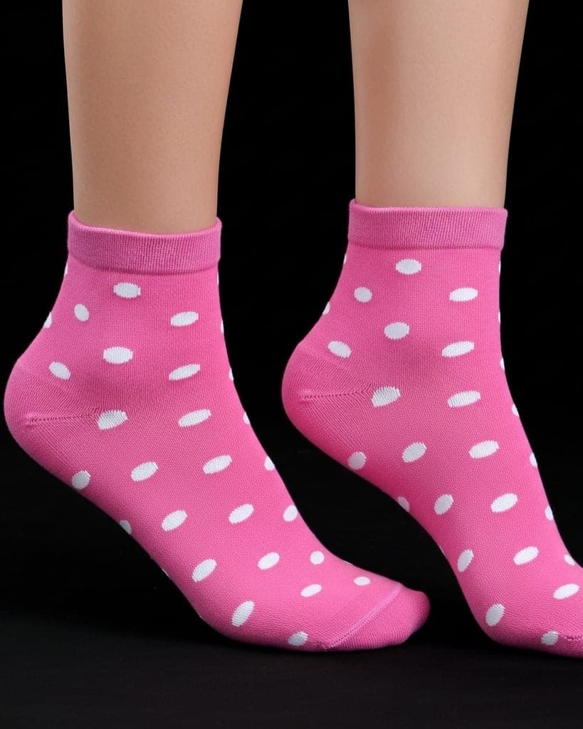 Pink Polka Dot Ankle Socks – Soft and Stylish Everyday Wear