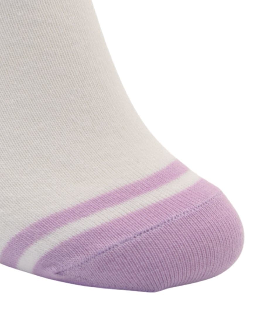 White & Lavender Ankle Socks with Striped Design – Soft Everyday Comfort