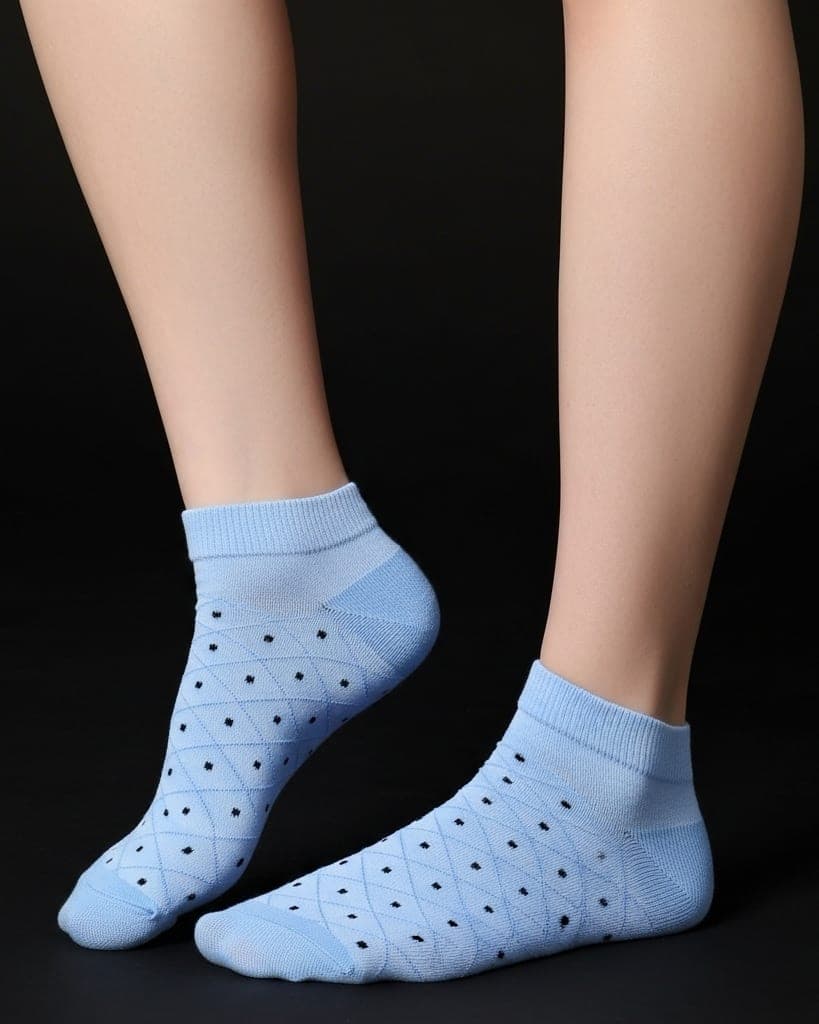 Light Blue Ankle Socks with Mini Dot Pattern – Soft & Breathable Everyday Comfort hover