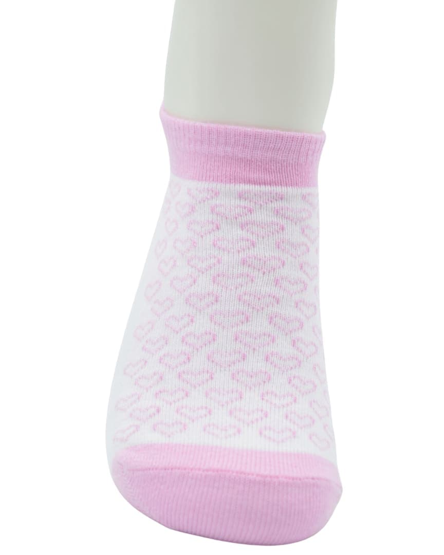 Cute Pink & White Ankle Socks with Heart Pattern – Soft & Stylish Everyday Wear