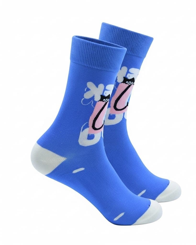 Blue Cartoon Character Crew Socks – Fun & Comfortable Cotton Blend