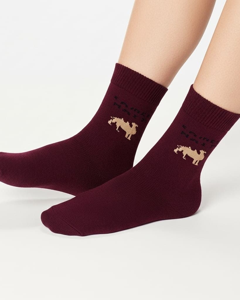 Camel Hair Wool Winter Socks – Ultra Warm & Soft Thermal Socks (Maroon) hover