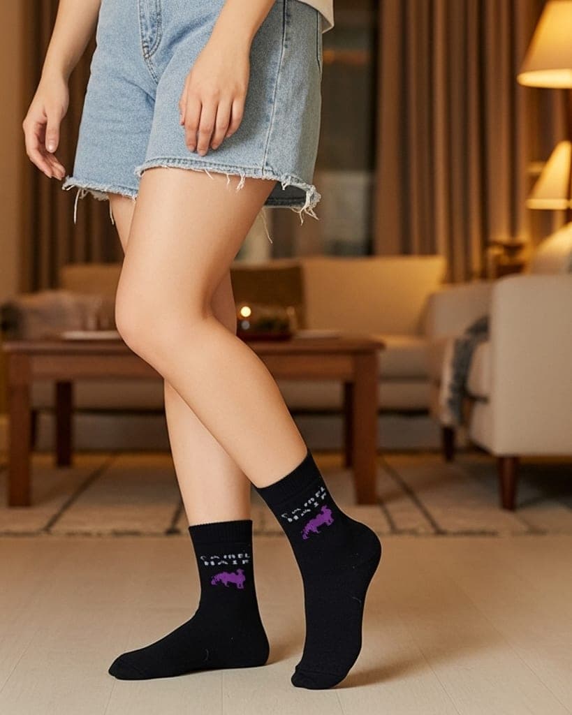 Black Camel Woolen Socks for Women – Premium Warm & Soft Winter Comfort hover