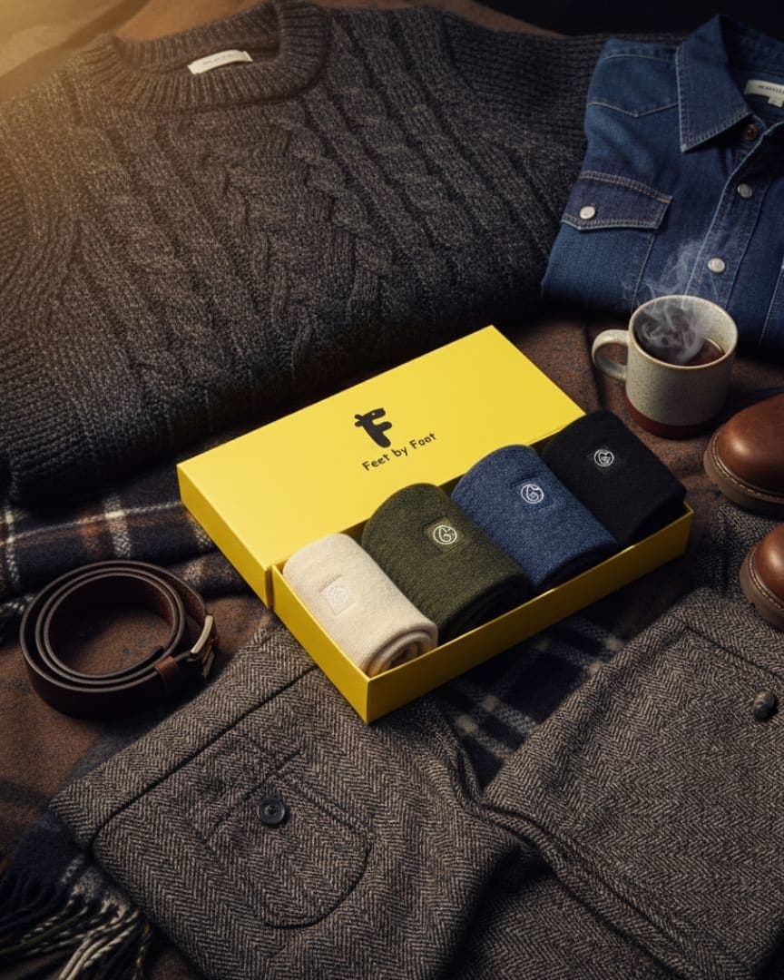 Luxury Wool Socks Gift Box – 4 Pair Set | Premium Warmth & Classic Colors
