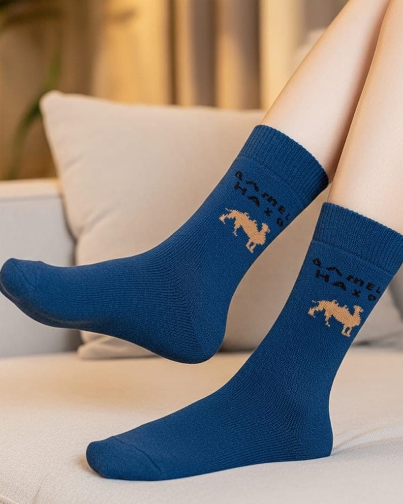 Premium Camel Hair Blue Wool Socks – Warm Winter Comfort Socks hover