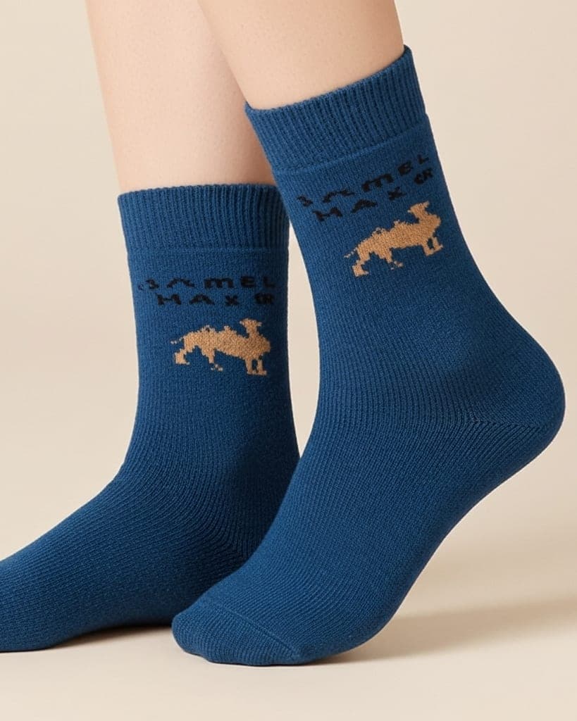 Premium Camel Hair Blue Wool Socks – Warm Winter Comfort Socks