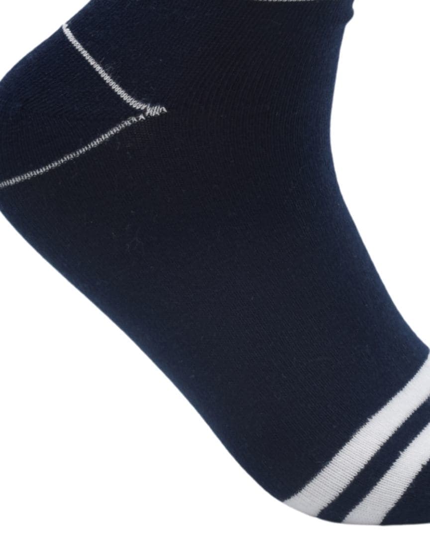 Classic Navy Ankle Socks with White Stripes