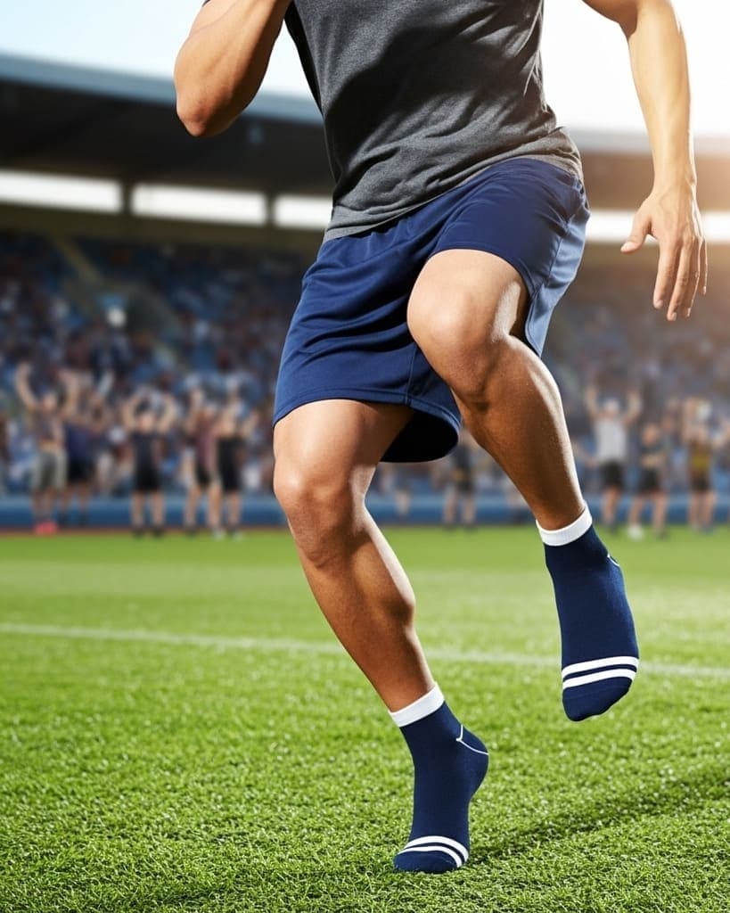 Classic Navy Ankle Socks with White Stripes hover