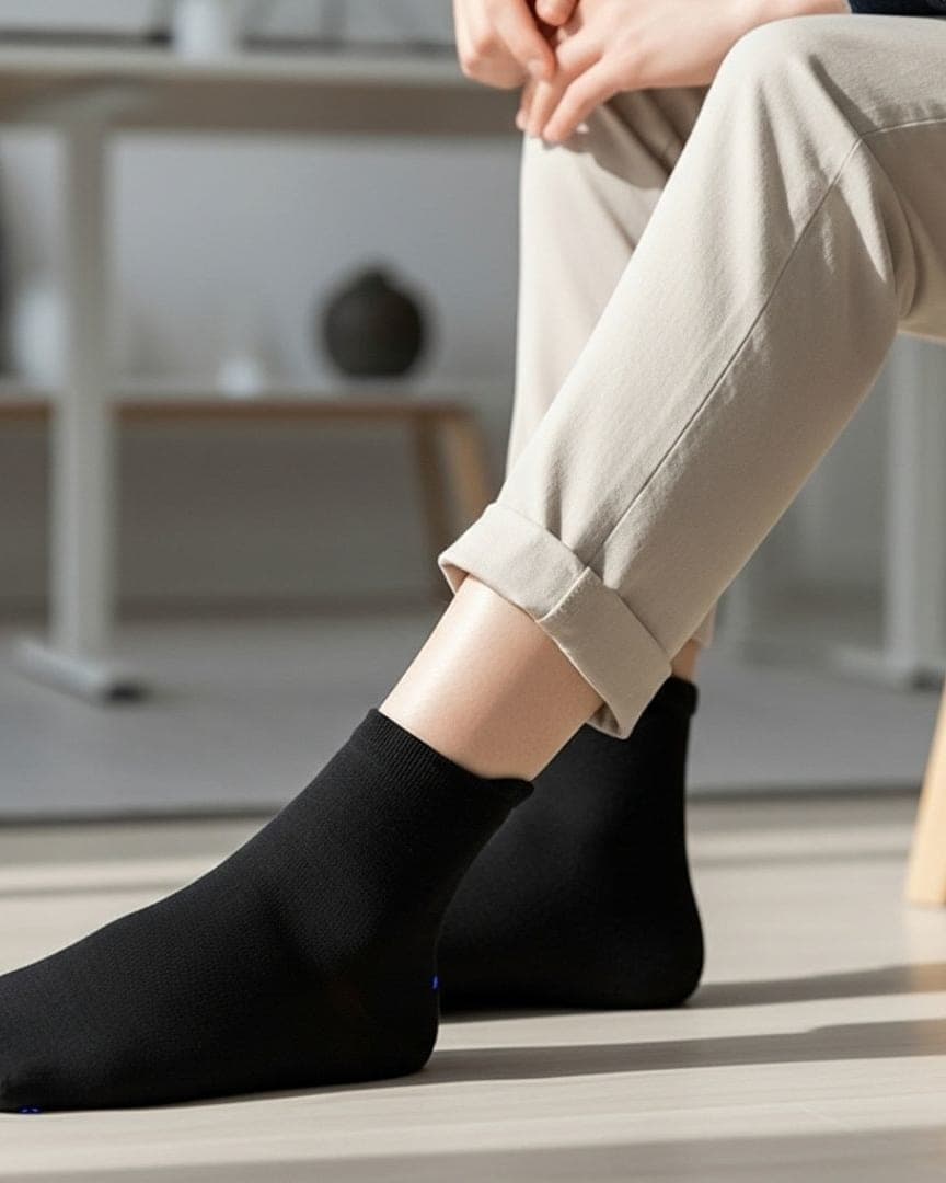 Black Antimicrobial Cotton Socks – Odor-Free, Sweat-Absorbing, and Anti-Allergic Everyday Socks