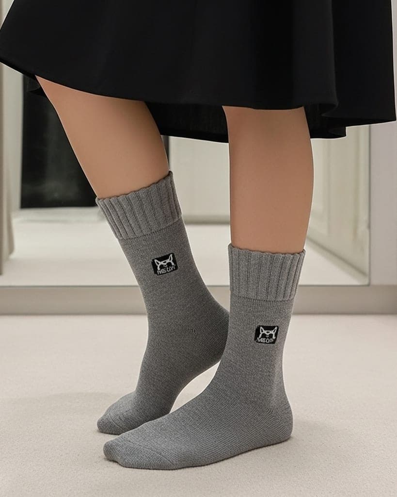 Premium Grey Cotton Crew Socks - Soft, Breathable & Everyday Comfort Wear hover