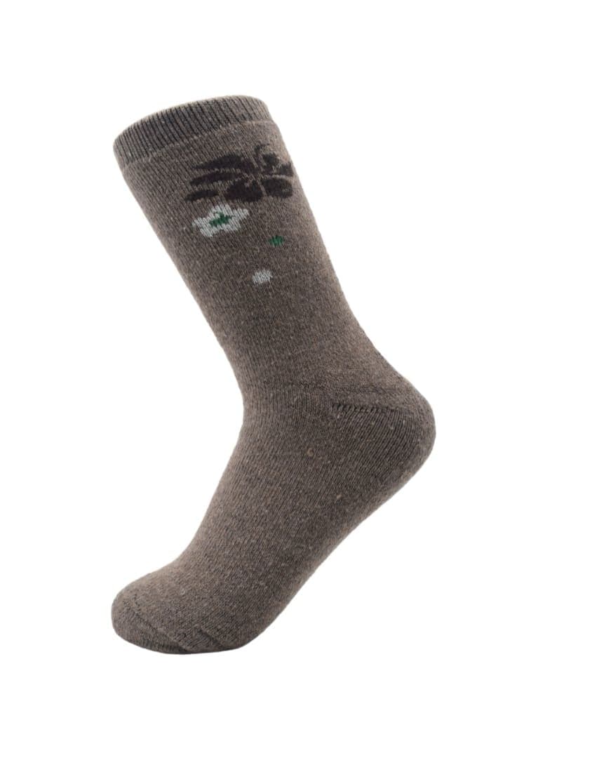 Brown Floral Patterned Crew Socks – Soft & Durable Everyday Comfort