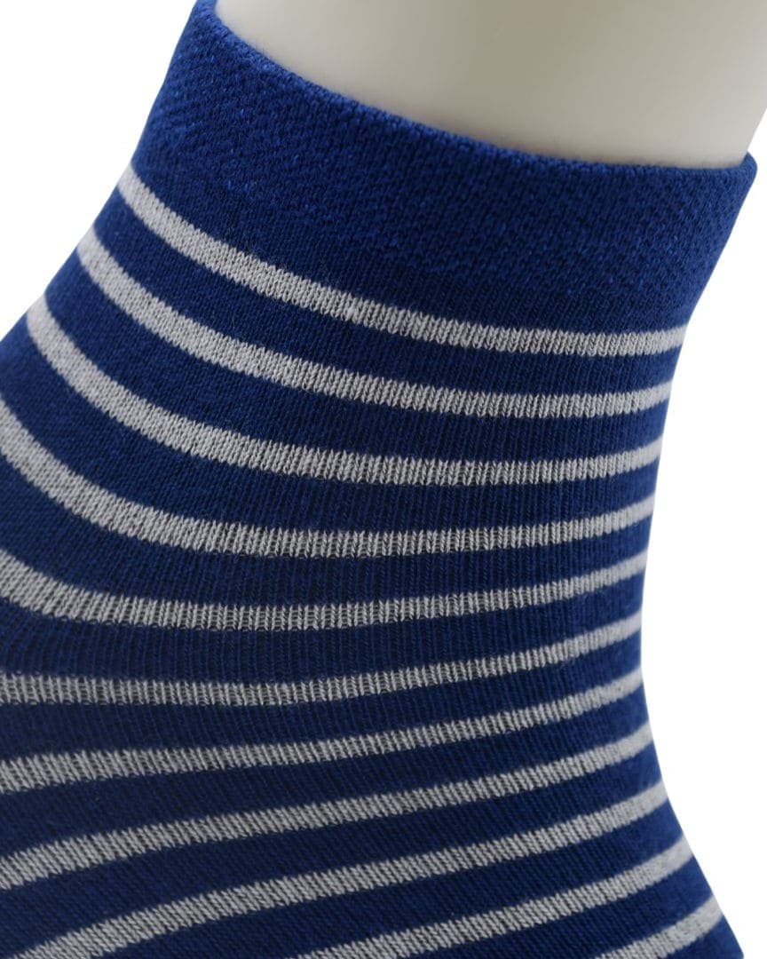 Men’s Ankle-Length Striped Socks – Blue with White Stripes