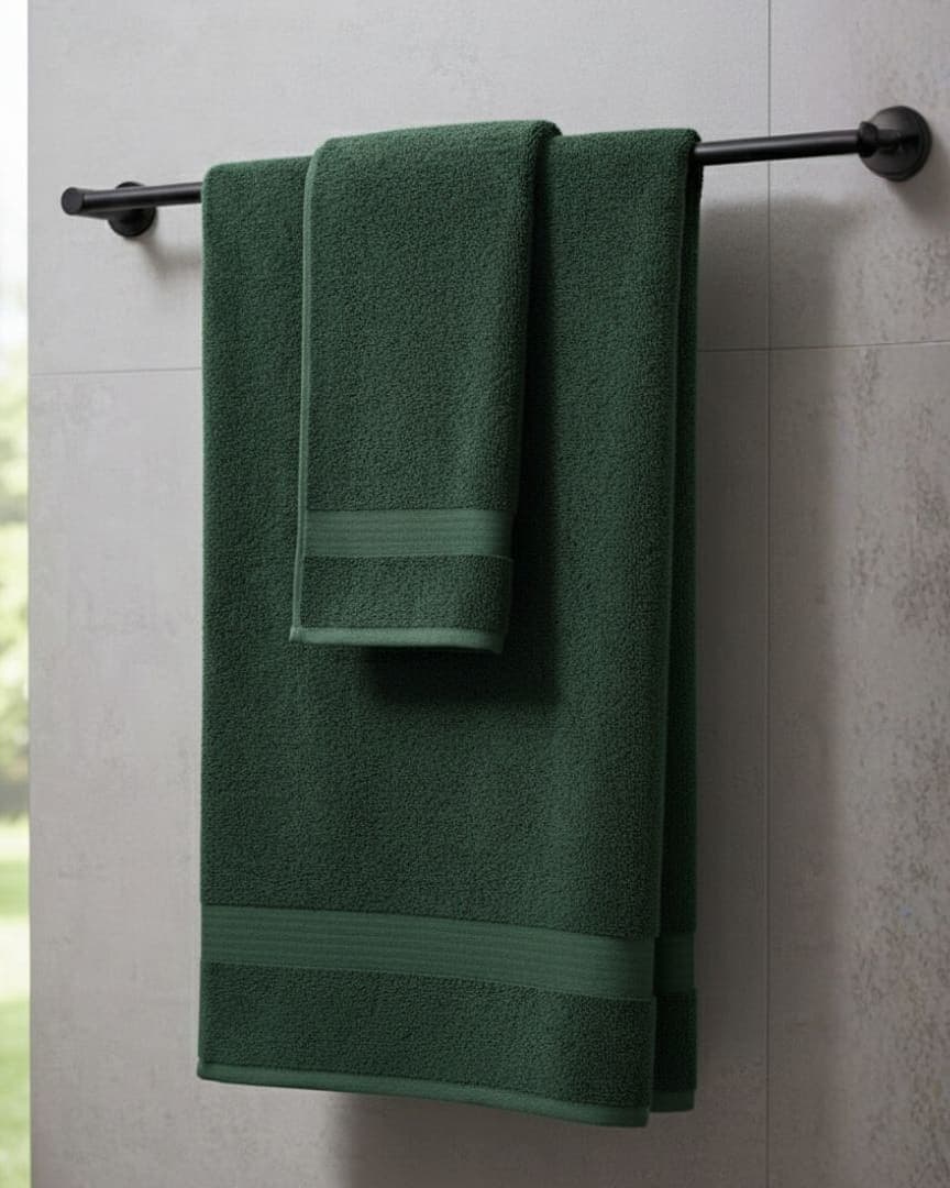 Luxury Quick Dry Forest Green Cotton Bath Towel – 640 GSM Large Size (140×70 cm) Ultra Soft & Super Absorbent