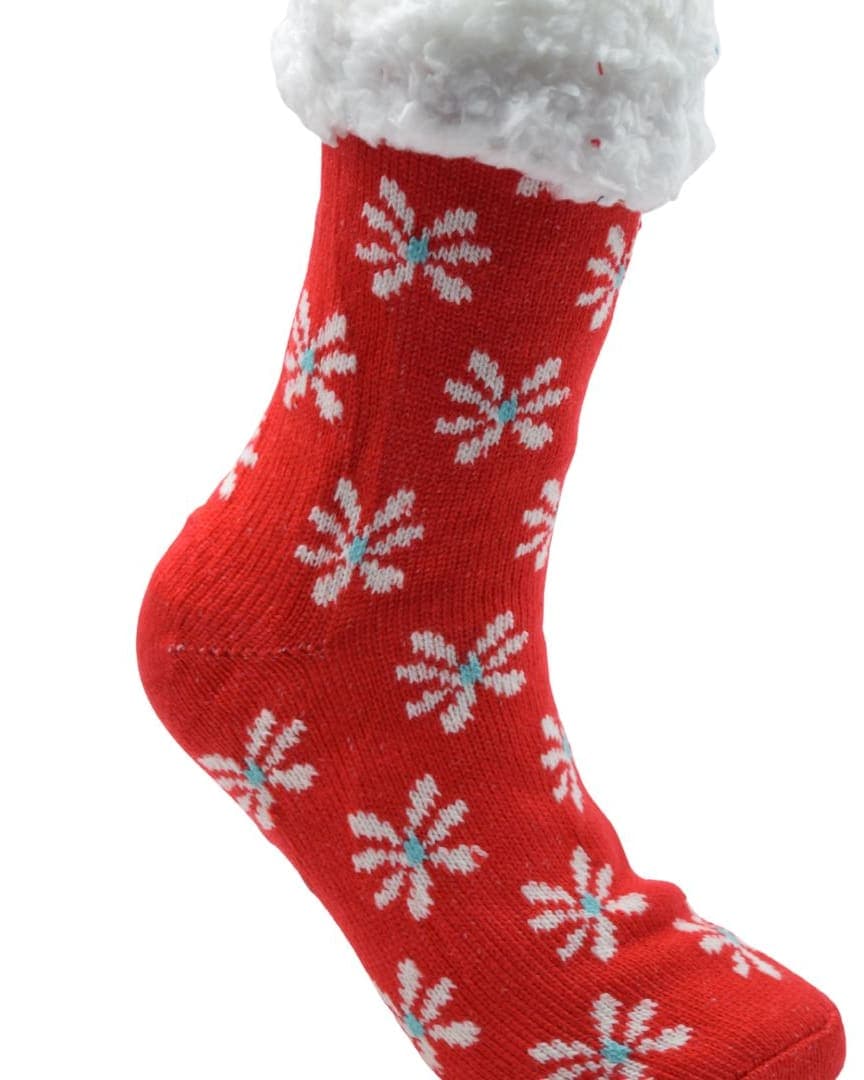 Cozy Winter Wool Socks – Blue Nordic Reindeer & Snowflake Pattern hover