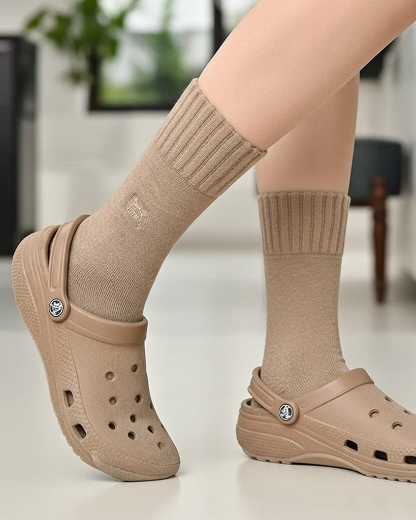 Premium Beige Woolen Winter Socks – Soft, Warm & Stylish Comfort Wear hover
