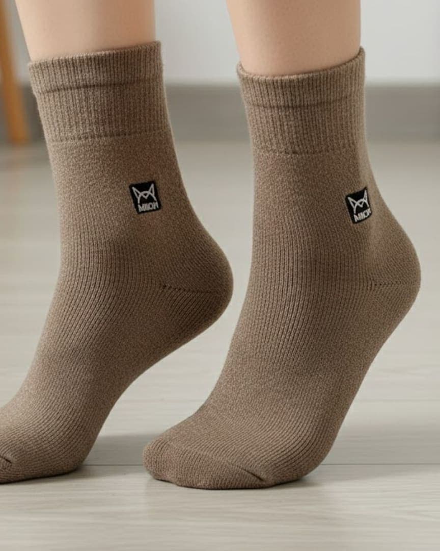 Miow Women’s Woolen Brown Socks – Warm, Soft & Cozy Winter Comfort hover