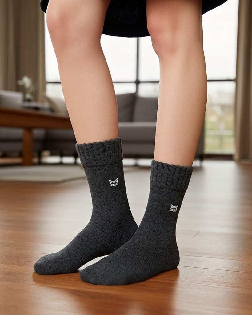 Premium Dark Grey Woolen Winter Socks – Thick, Warm & Soft Daily Wear3