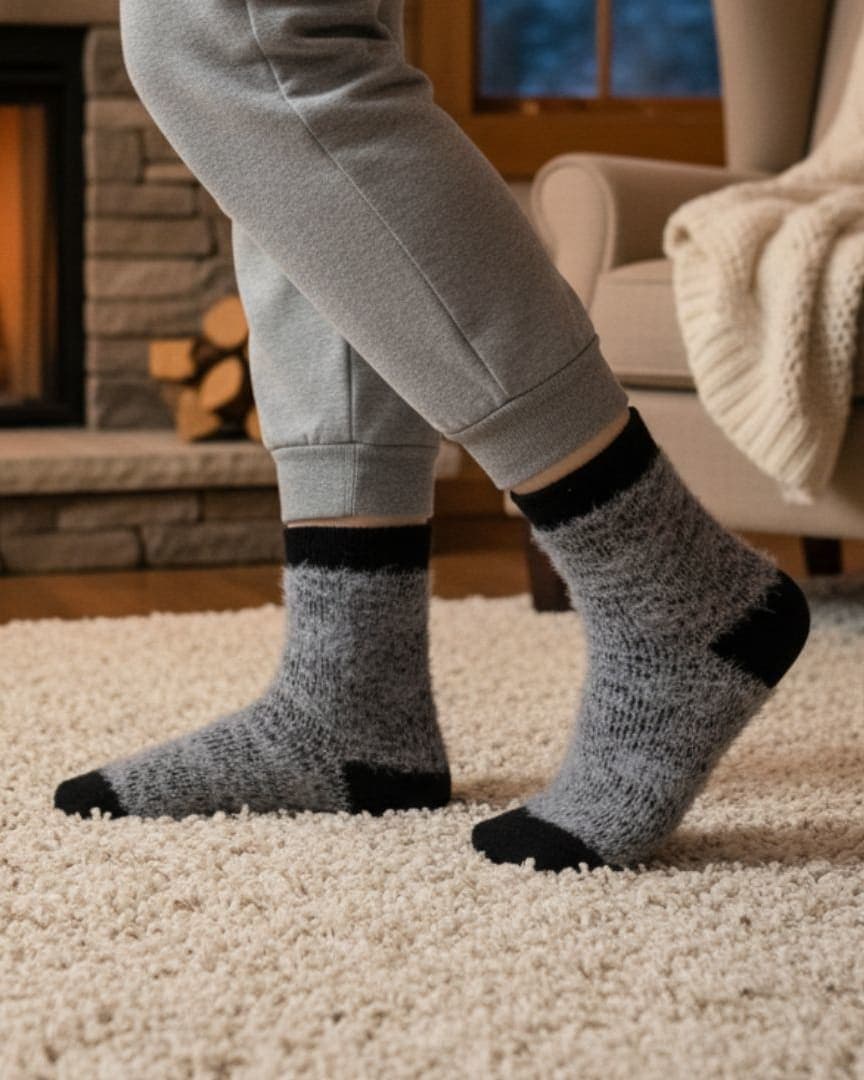 Charcoal & Jet Black Alpine Solstice Heavy-Knit Thermal Marl Slipper Socks