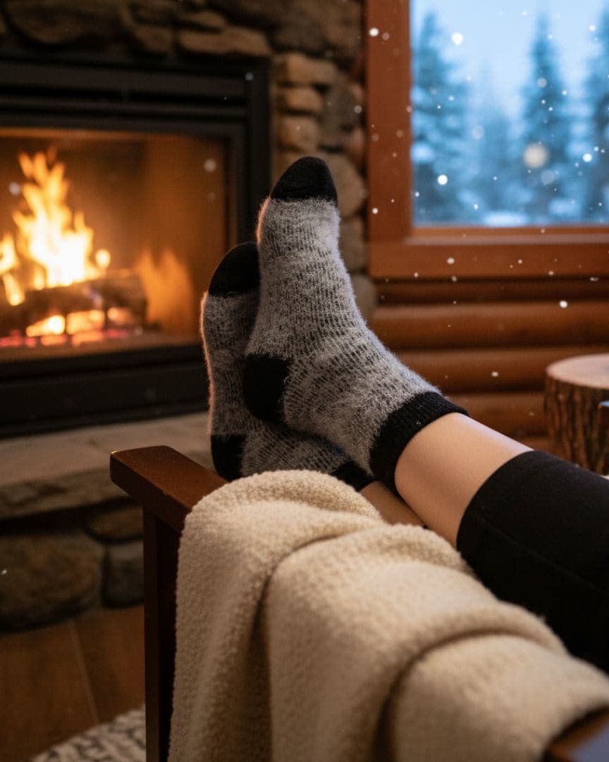 Charcoal & Jet Black Alpine Solstice Heavy-Knit Thermal Marl Slipper Socks hover