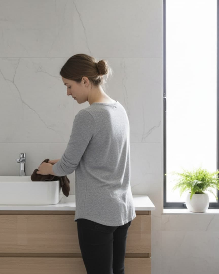 Ultra-Soft & Absorbent Brown Cotton Hand Towel – Perfect for Contemporary Bathrooms and Vanities hover