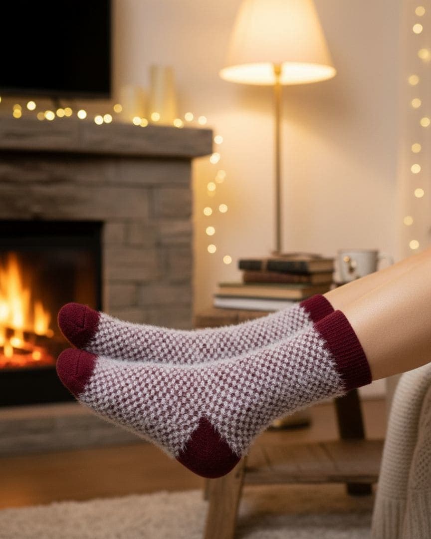 Winter Plum & Ruby Red Alpine Solstice Sherpa-Lined Nordic Slipper Socks