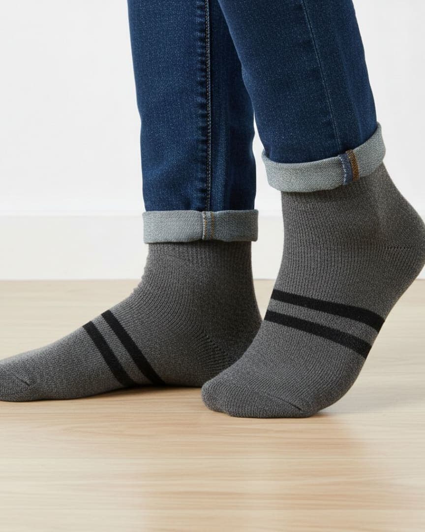 Men's/Unisex Premium Woolen Blend Crew Socks with Double Sport Stripe