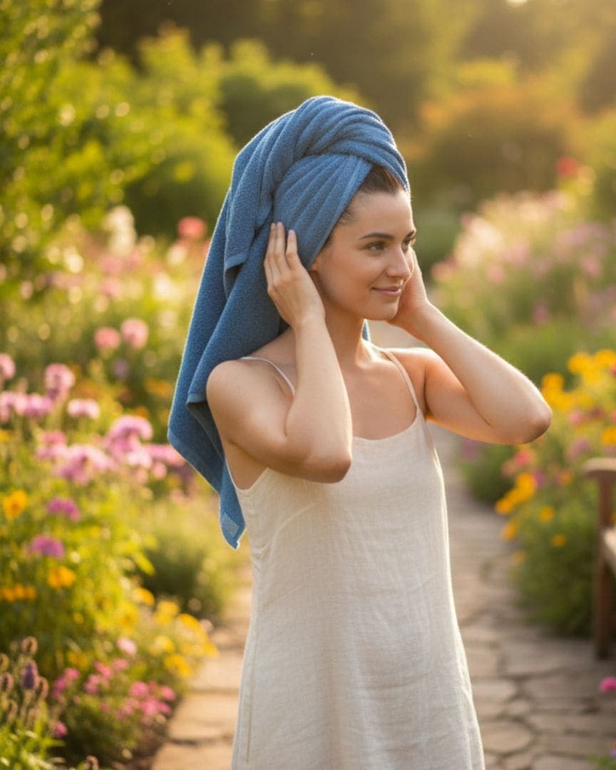 Sky Blue Cotton Bath Towel – 410 GSM Large Size (135×75 cm) Soft & Quick Dry hover