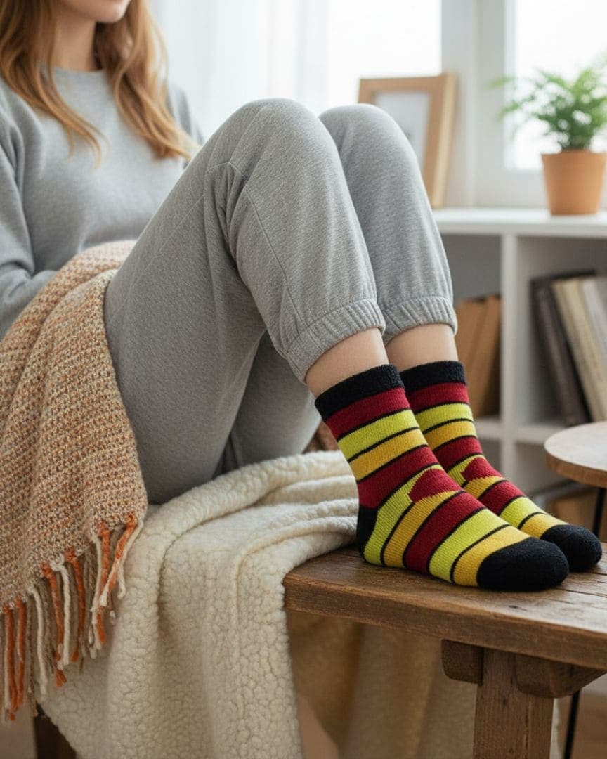 Multicolor Woolen Thermal Socks | Soft Fleece-Lined Warm Winter Socks