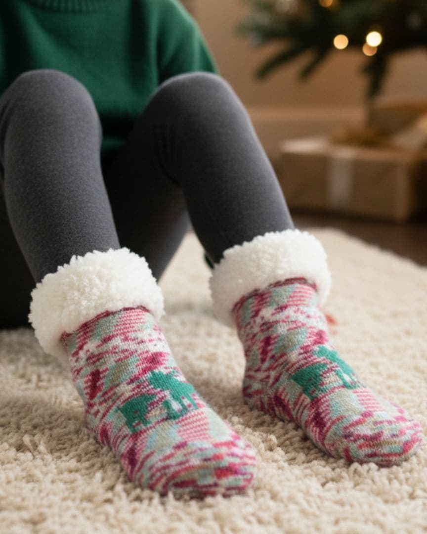 Rustic Forest Wool Blend Unisex Winter Socks | High-Cut Thermal Patterned Socks hover