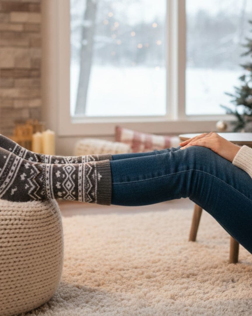 High-Contrast Charcoal Unisex Thermal Socks | Heavy Knit Snowflake Winter Socks hover