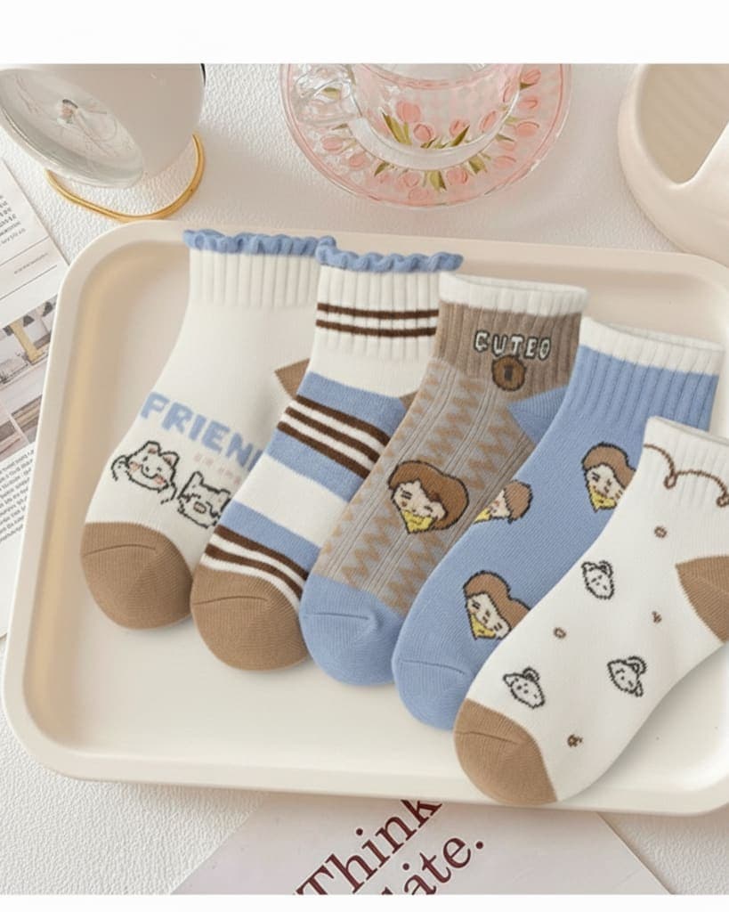 Women’s Cute Cotton Ankle Socks – Pack of 5 | Soft, Breathable & Stylish Daily Wear