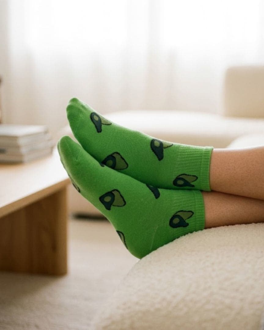 Green Avocado Ankle Socks – Fun & Comfy Fruit Design hover