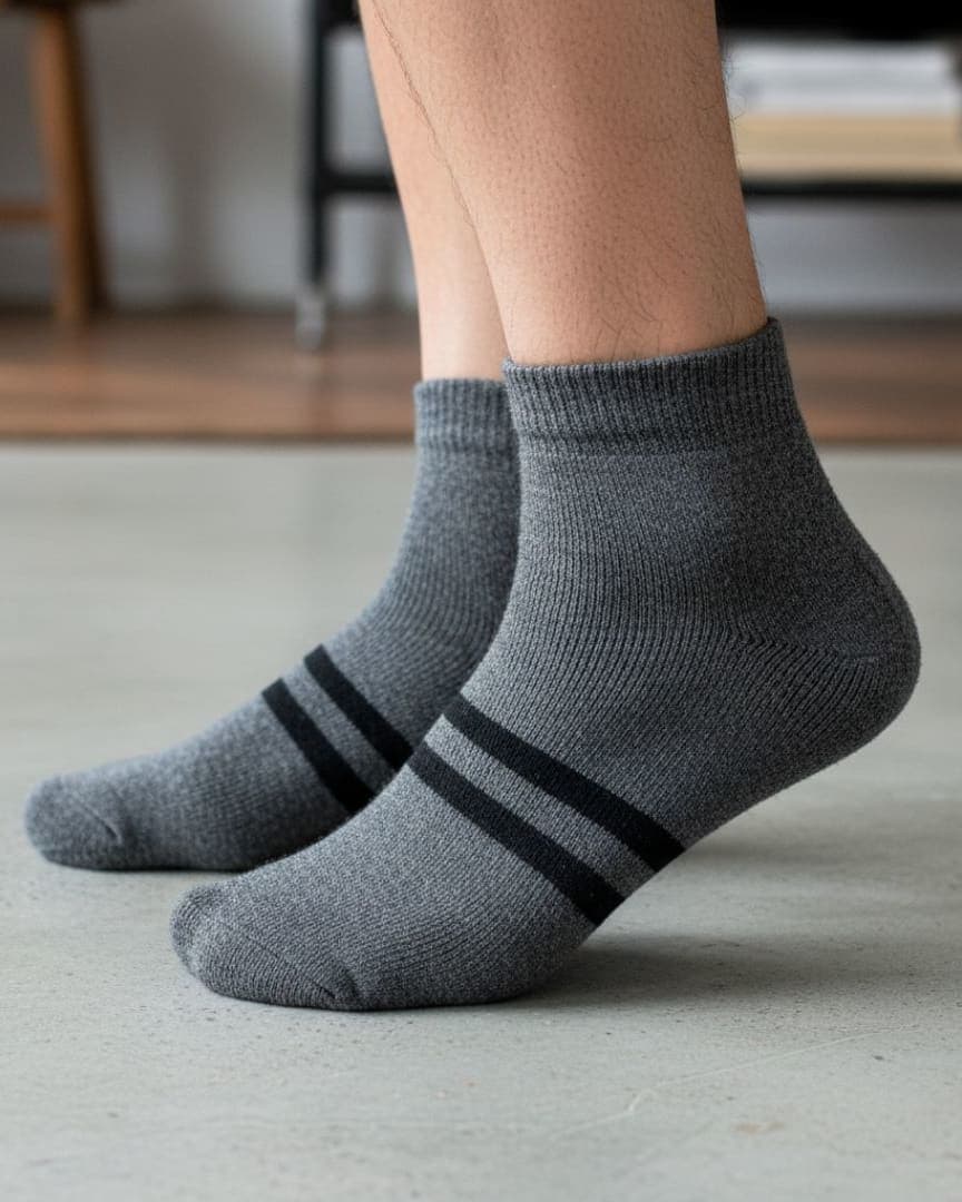 Men's/Unisex Premium Woolen Blend Crew Socks with Double Sport Stripe