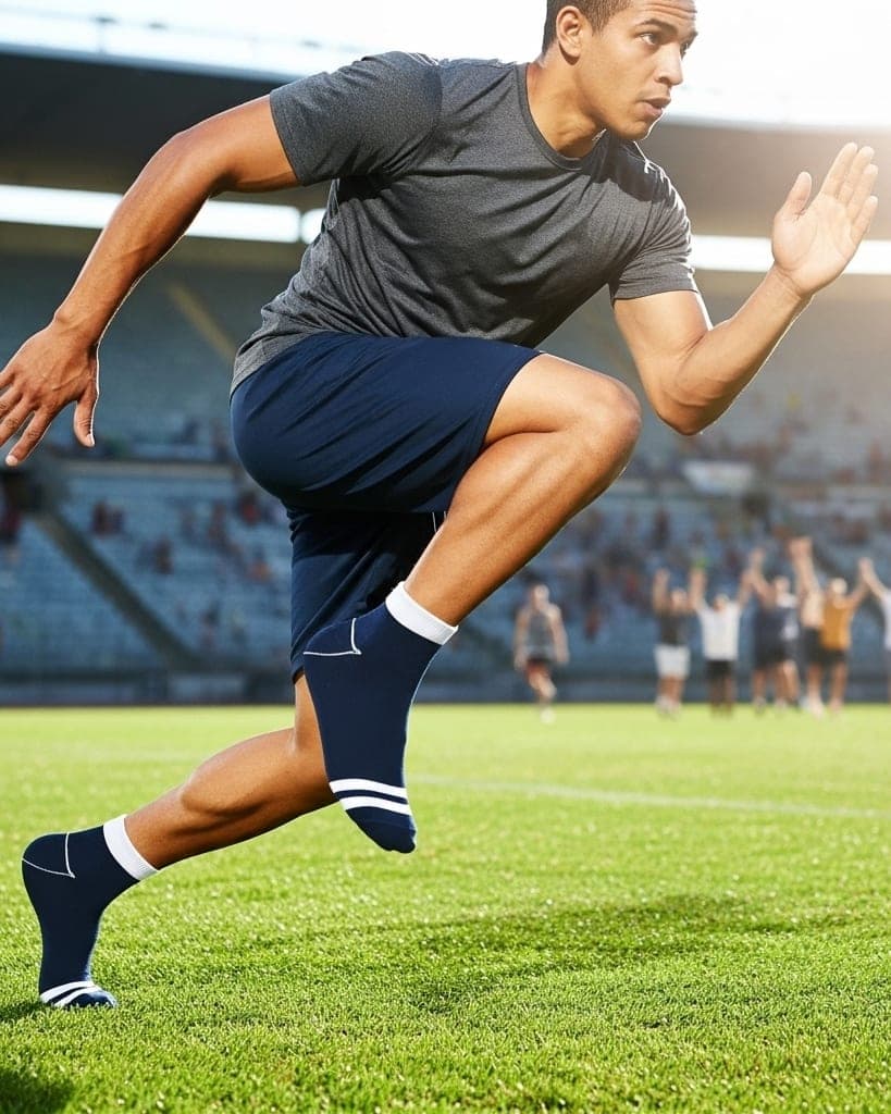 Classic Navy Ankle Socks with White Stripes hover