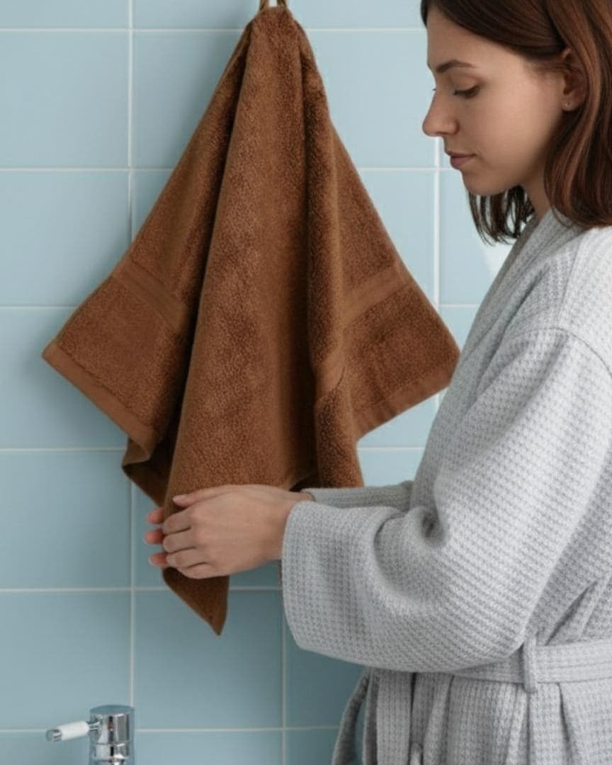 Ultra-Soft Premium Brown Cotton Bathroom Hand Towel – Quick-Drying & Decorative hover