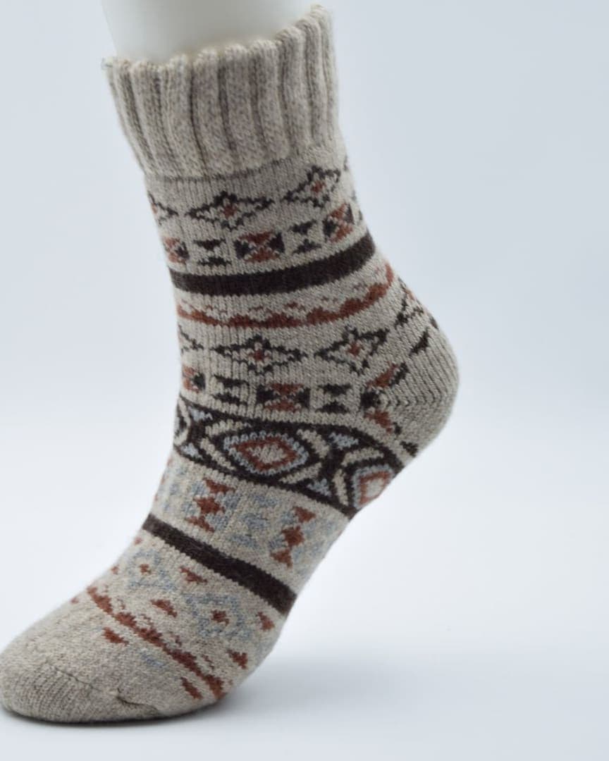 Rustic Fair Isle Unisex Winter Socks | Cozy Couples Socks for Fireplace Lounging1