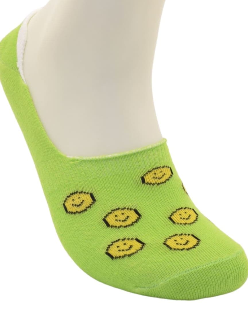 Green No-Show Socks with Smiley Face Design – Fun & Comfortable Everyday Wear hover