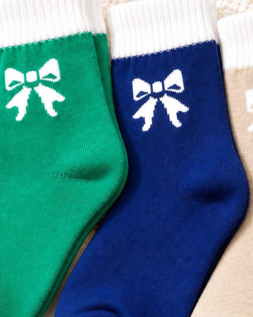 FeetbyFoot Kids Ankle Socks for Boys and Girls – Breathable Fabric, Cute Bow Design, Pack of 4 Pairs hover